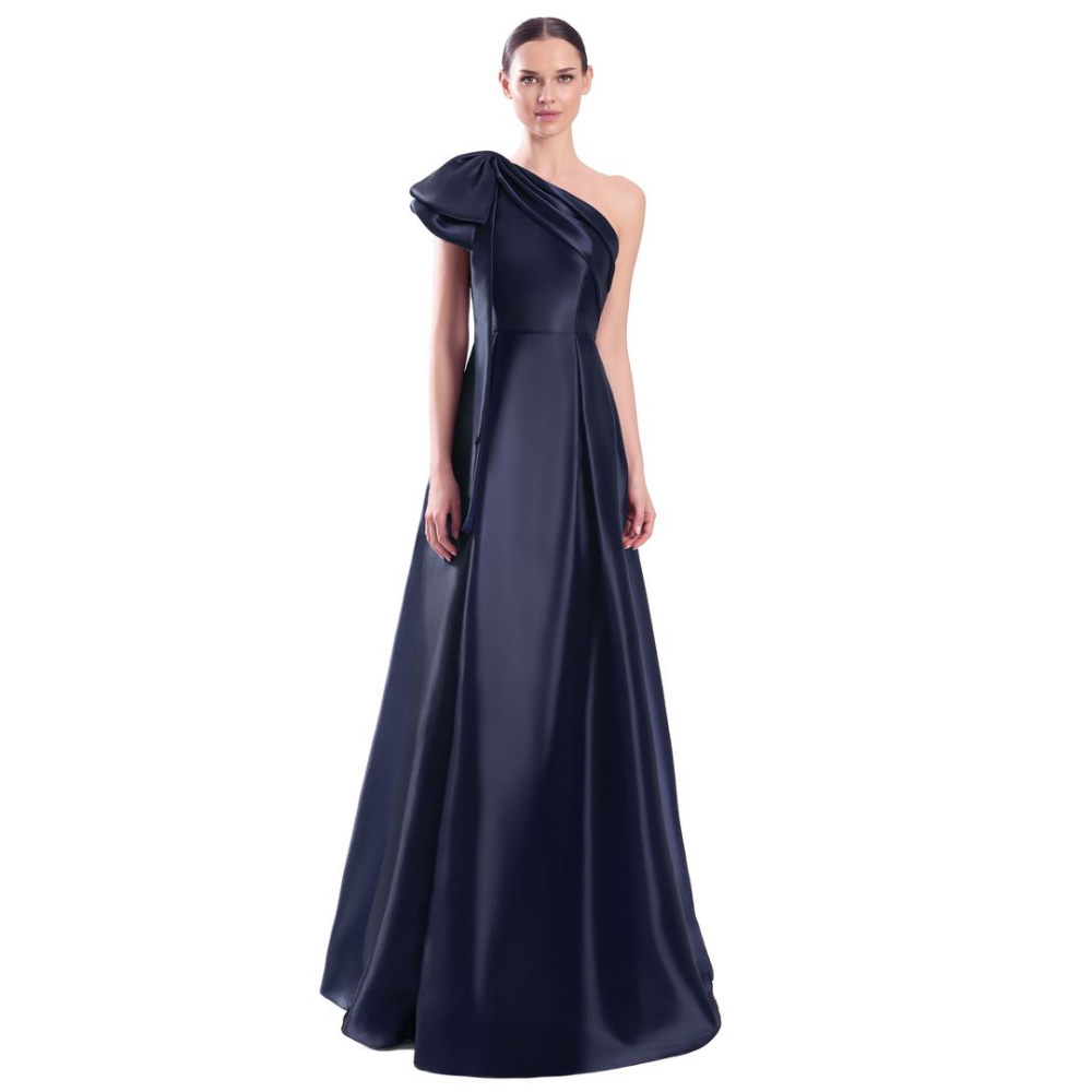 Alexander by Daymor 3342 One-Shoulder A-Line Gown with Bow Accent at Helen Ainson