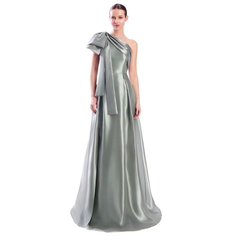 Alexander by Daymor 3342 One-Shoulder A-Line Gown with Bow Accent at Helen Ainson