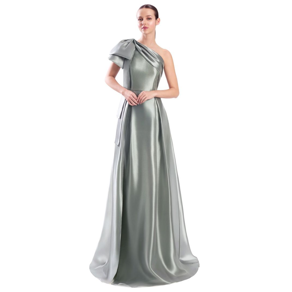 Alexander by Daymor 3342 One-Shoulder A-Line Gown with Bow Accent at Helen Ainson
