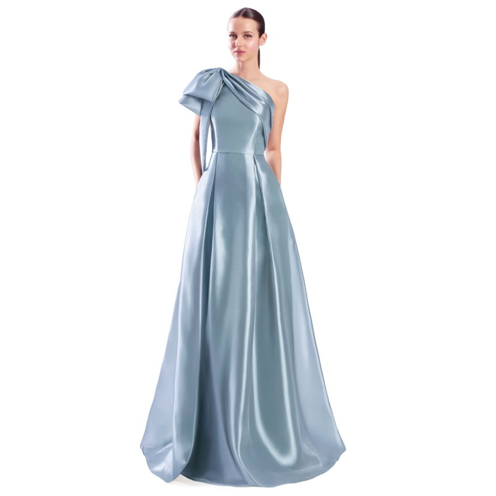 Alexander by Daymor 3342 One-Shoulder A-Line Gown with Bow Accent at Helen Ainson