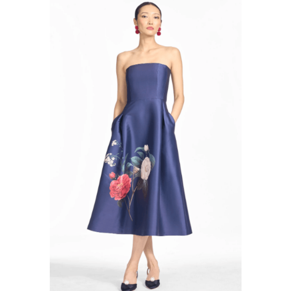 Sachin & Babi Shay Dress crimson & creme bouquet at Helen Ainson