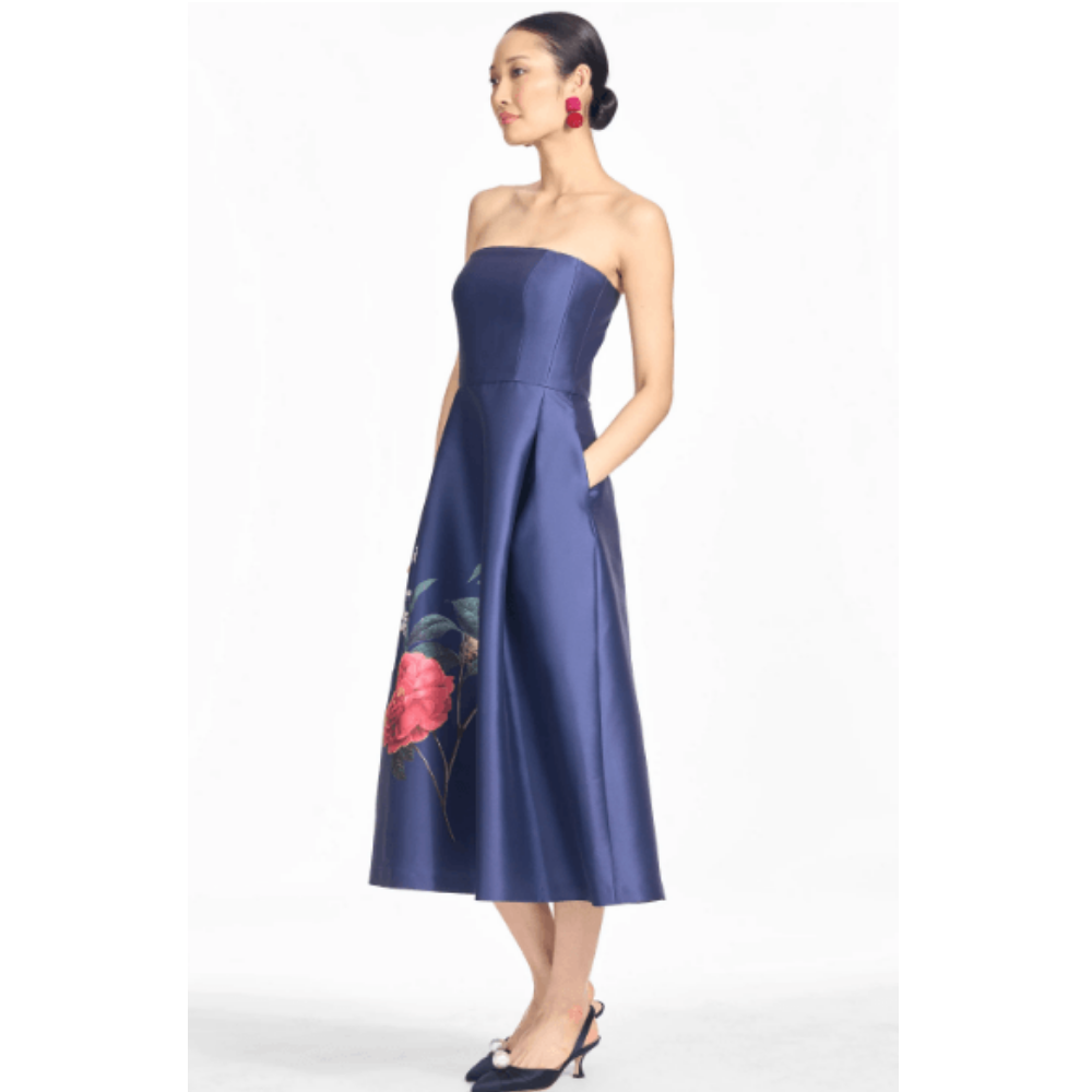 Sachin & Babi Shay Dress crimson & creme bouquet at Helen Ainson