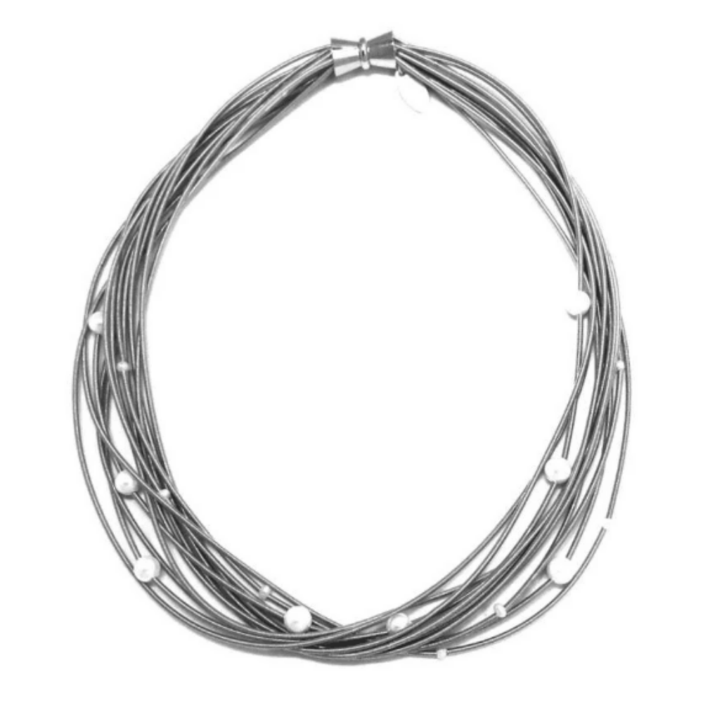 Sea Lily Silver Pianowire with White Freshwater Pearls at Helen Ainson