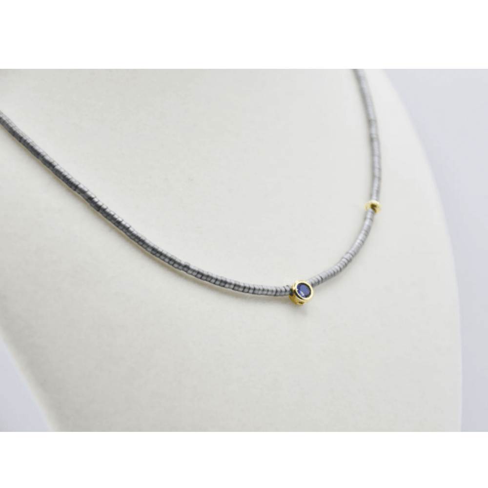 Sea Lily Hematite Beads With Colored Glass Pendant Necklace at Helen Ainson