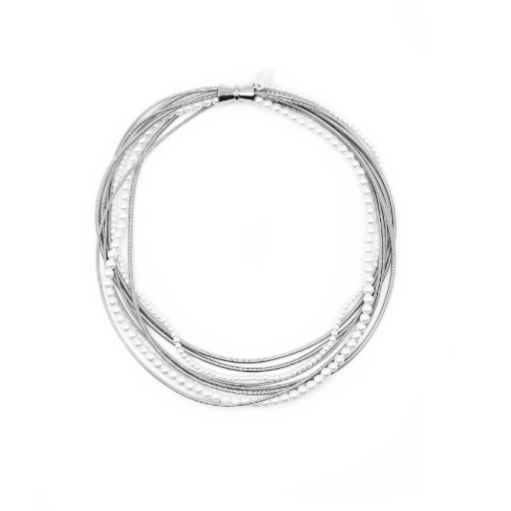Sea Lily Multi Strand Wire Necklace With Two Strands Fw Pearls at Helen Ainson