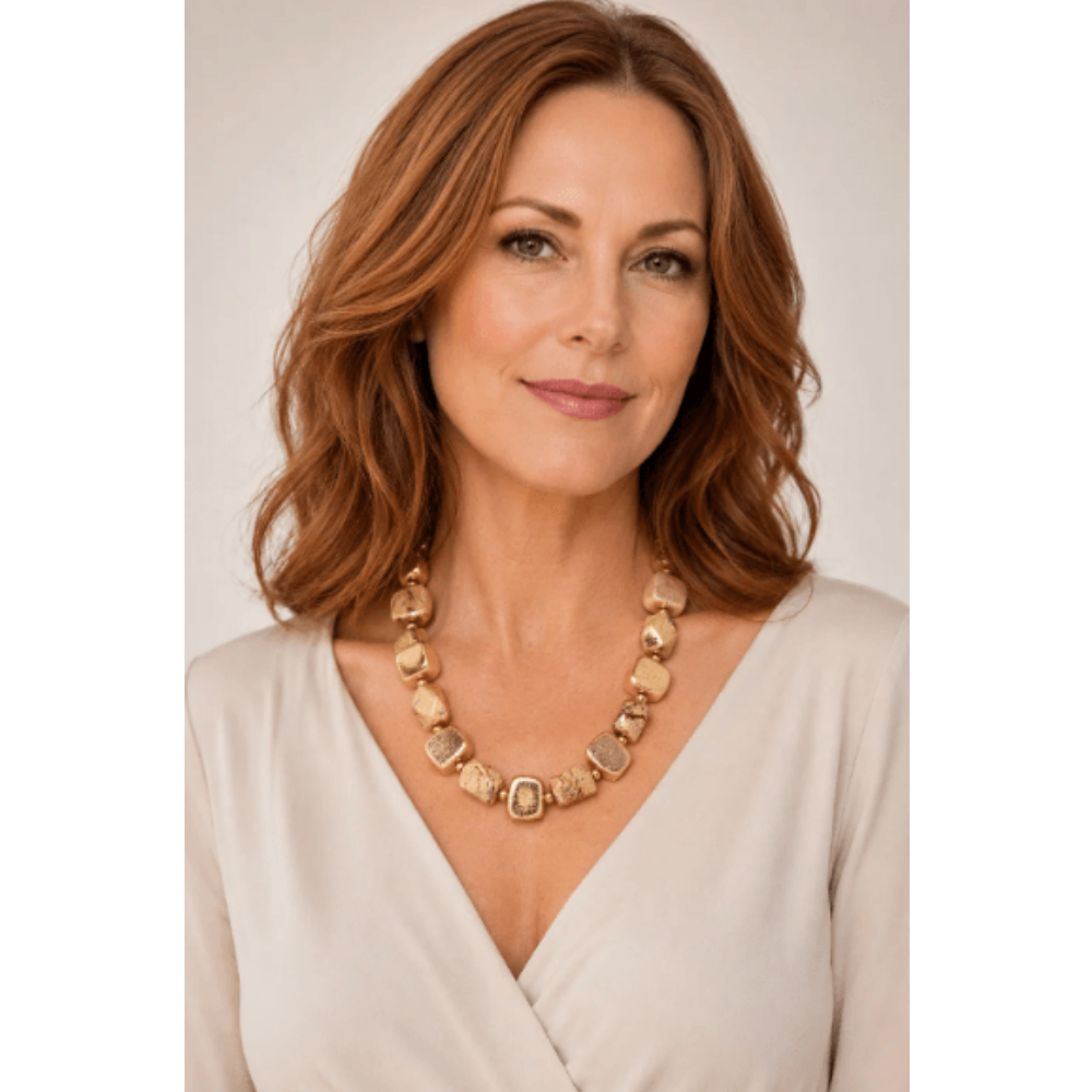 Sea Lily Large Gold And Stone Beads Necklace at Helen Ainson