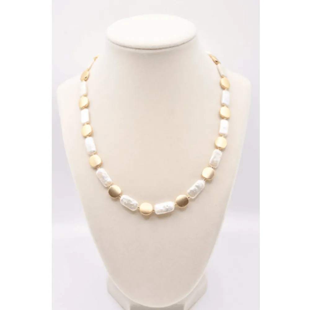 Sea Lily Gold Disc And F.W. Biwa Pearl Necklace at Helen Ainson
