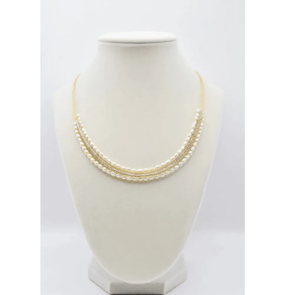 Sea Lily Gold Multi-Strand Seed Pearl & Labradorite Bead Necklace at Helen Ainson