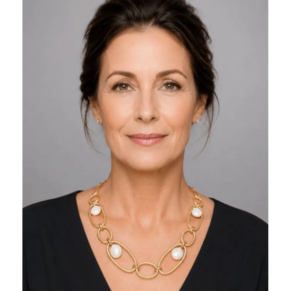 Sea Lily Large Link Necklace With Freshwater Coin Pearls at Helen Ainson