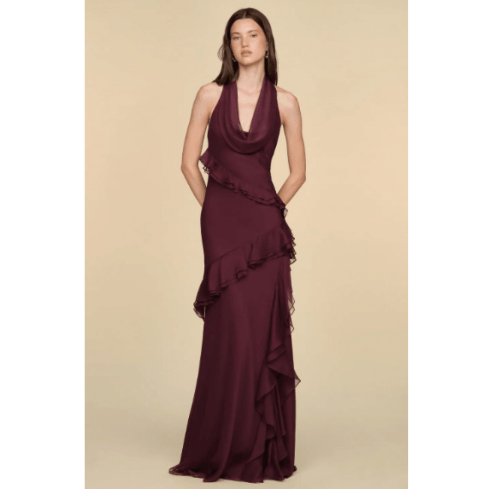 AMUR Marisol Cowl Neck Gown at Helen Ainson