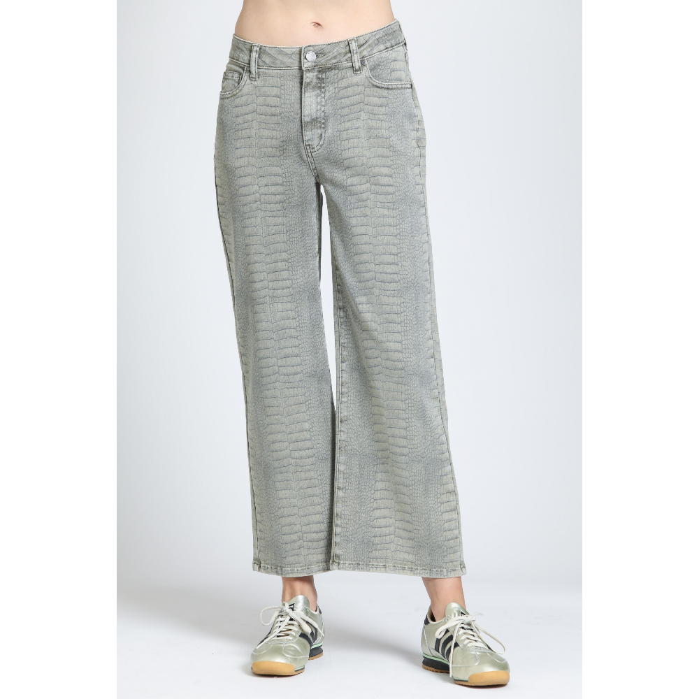 APNY Croc-Embossed Wide-Leg Jeans at Helen Ainson
