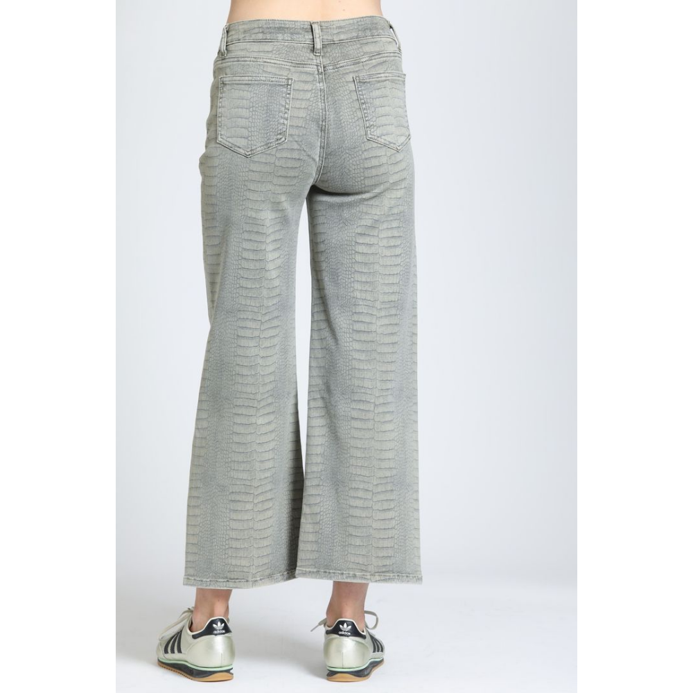 APNY Croc-Embossed Wide-Leg Jeans at Helen Ainson