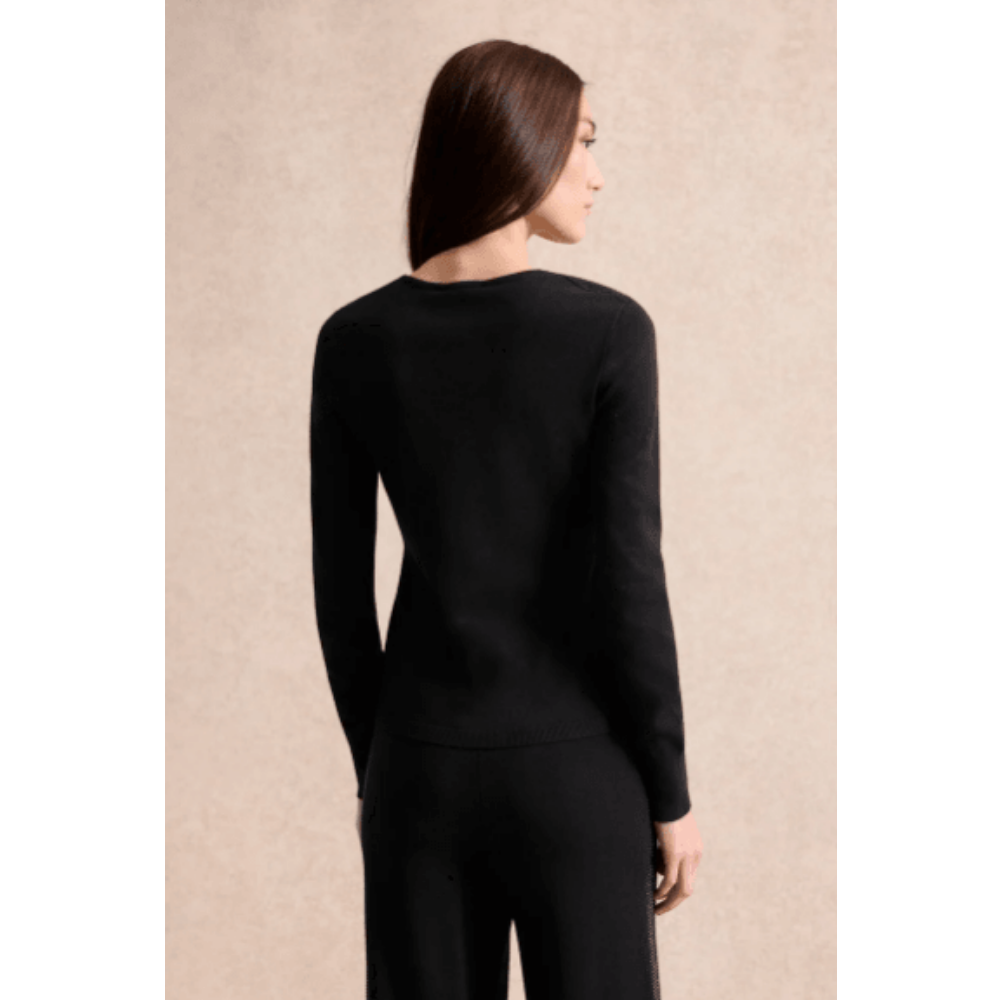 Leo & Ugo Black Rhinestone V-neck Sweater