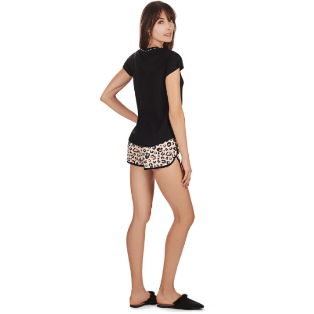 Memoi Women's Leopard V-Neck Cotton Blend Pajama Set at Helen Ainson