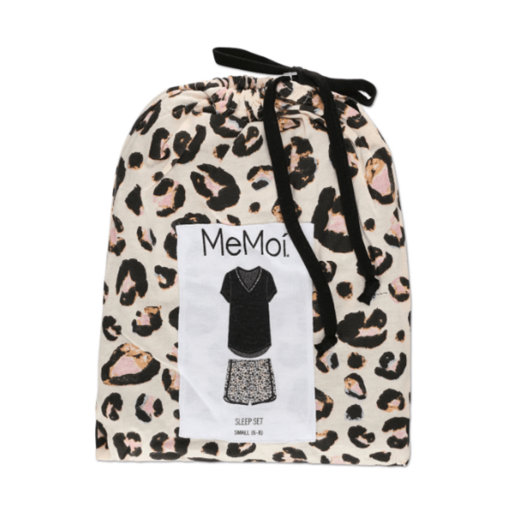 Memoi Women's Leopard V-Neck Cotton Blend Pajama Set at Helen Ainson