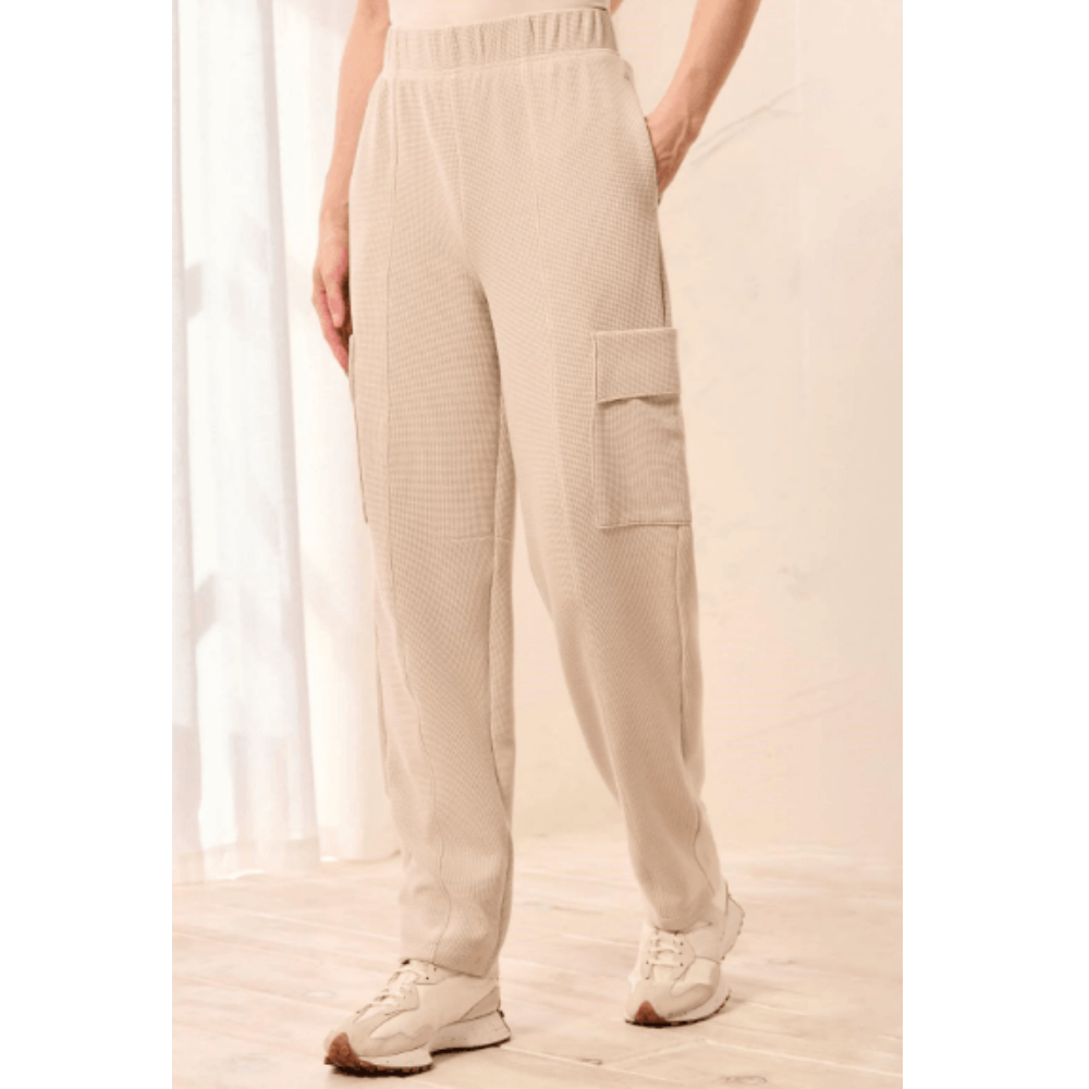 Tribal Waffle Knit Elastic Waist Cargo Joggers at Helen Ainson