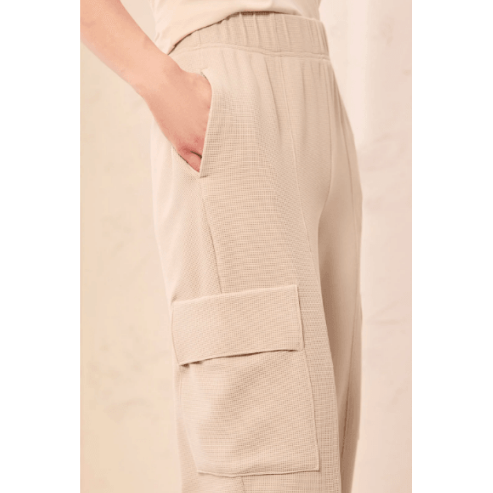 Tribal Waffle Knit Elastic Waist Cargo Joggers at Helen Ainson