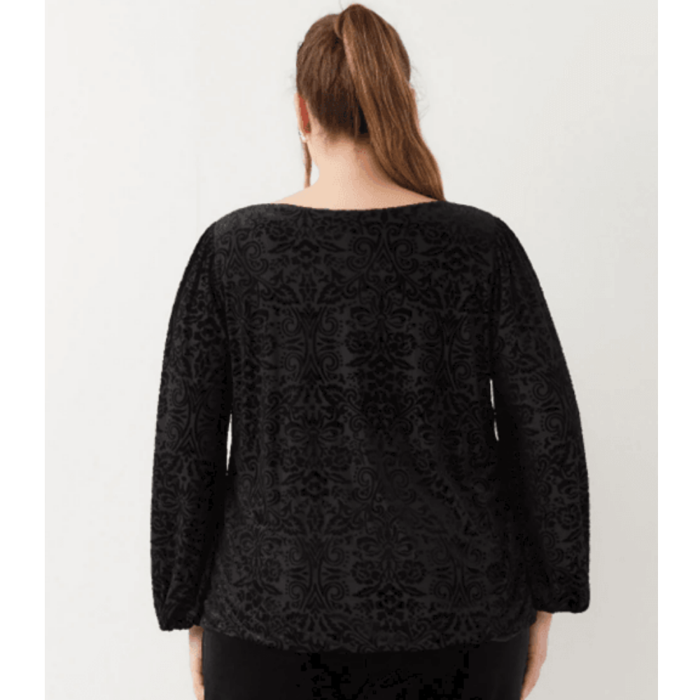 Karen Kane Blouson Sleeve Velvet Burnout Boatneck Top at Helen Ainson