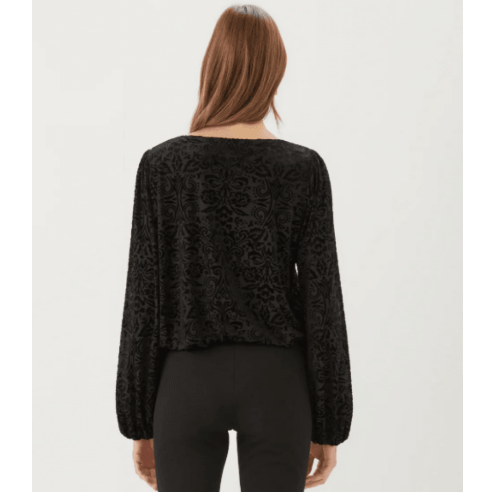 Karen Kane Blouson Sleeve Velvet Burnout Boatneck Top at Helen Ainson