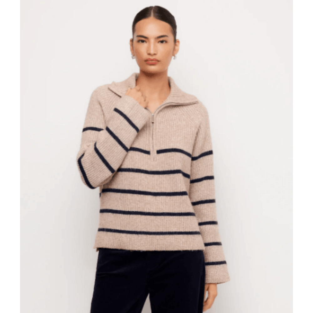 Karen Kane Stripe Half-Zip Sweater at Helen Ainson