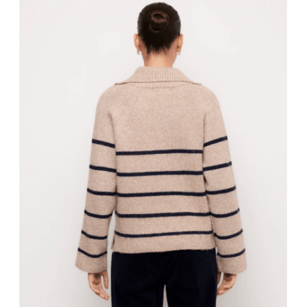 Karen Kane Stripe Half-Zip Sweater at Helen Ainson