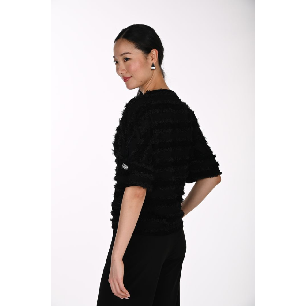 Frank Lyman Textured Fringed Boxy Knit Top at Helen Ainson
