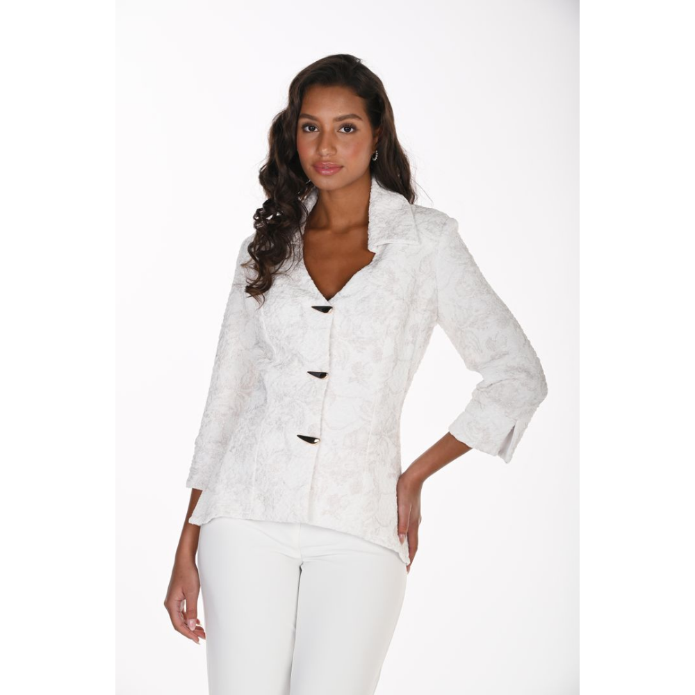Frank Lyman Textured Floral Button-Front Knit Jacket at Helen Ainson
