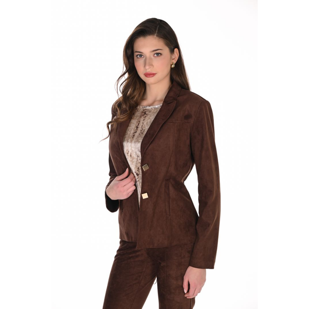 Frank Lyman Faux-Suede Button-Front Tailored Jacket at Helen Ainson