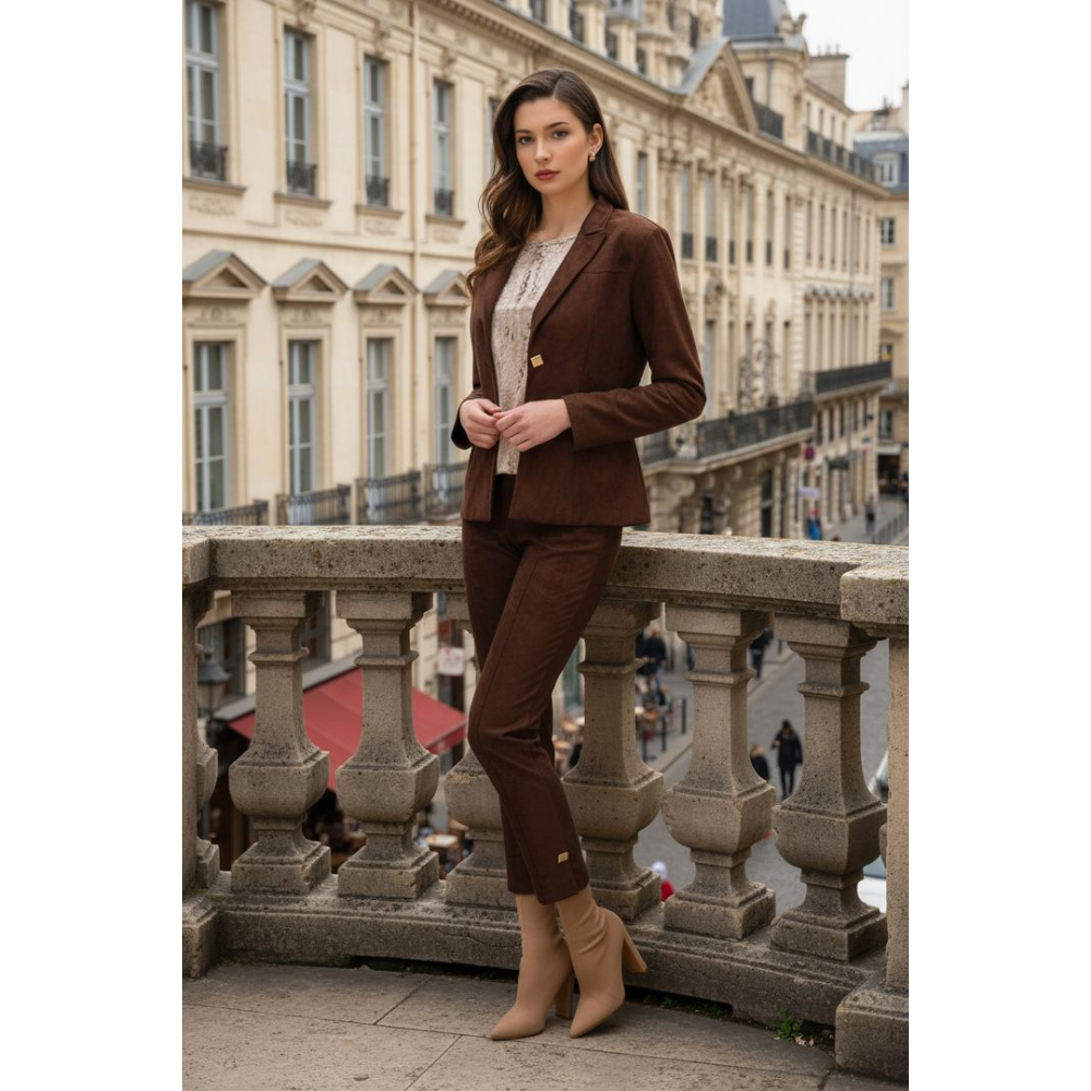 Frank Lyman Faux-Suede Button-Front Tailored Jacket at Helen Ainson