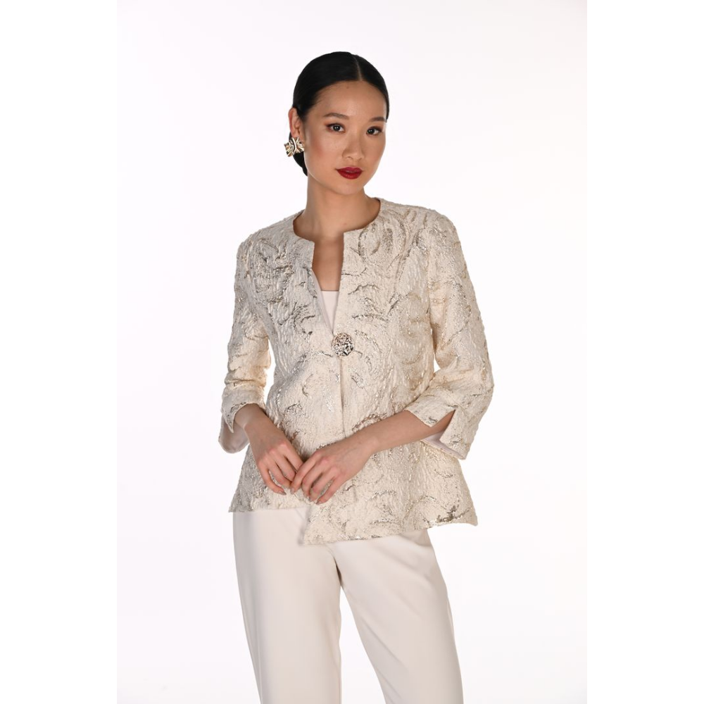 Frank Lyman Textured Floral Jacquard Single-Button Jacket at Helen Ainson