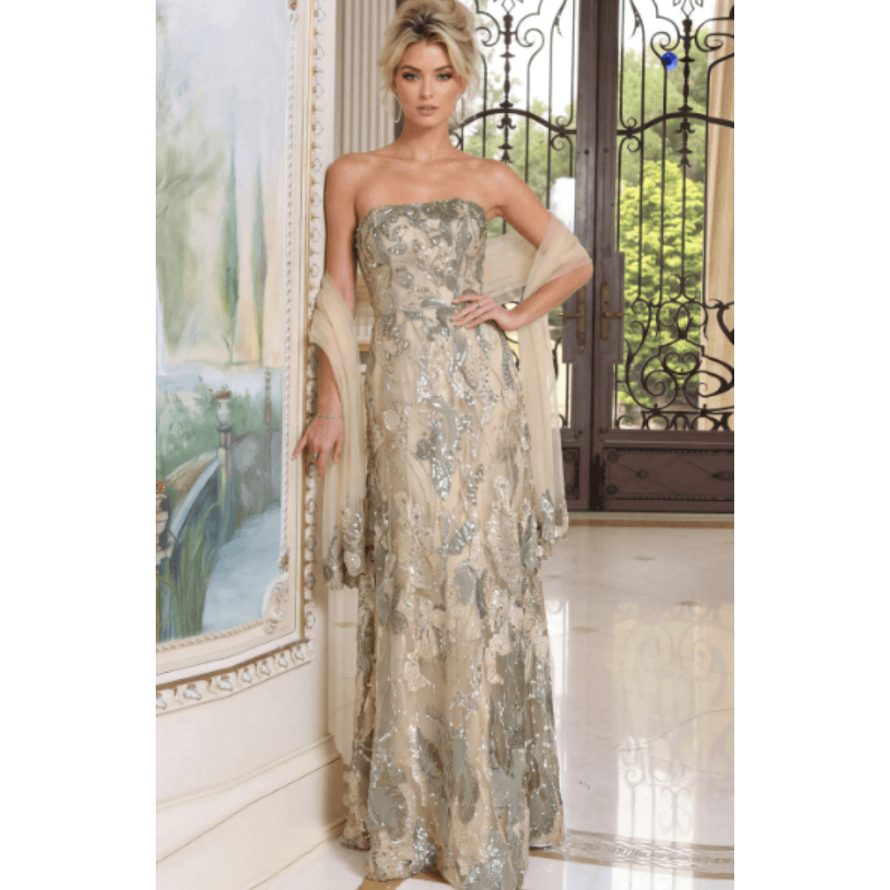 Jovani Sweetheart Beaded Column Gown 52259 at Helen Ainson